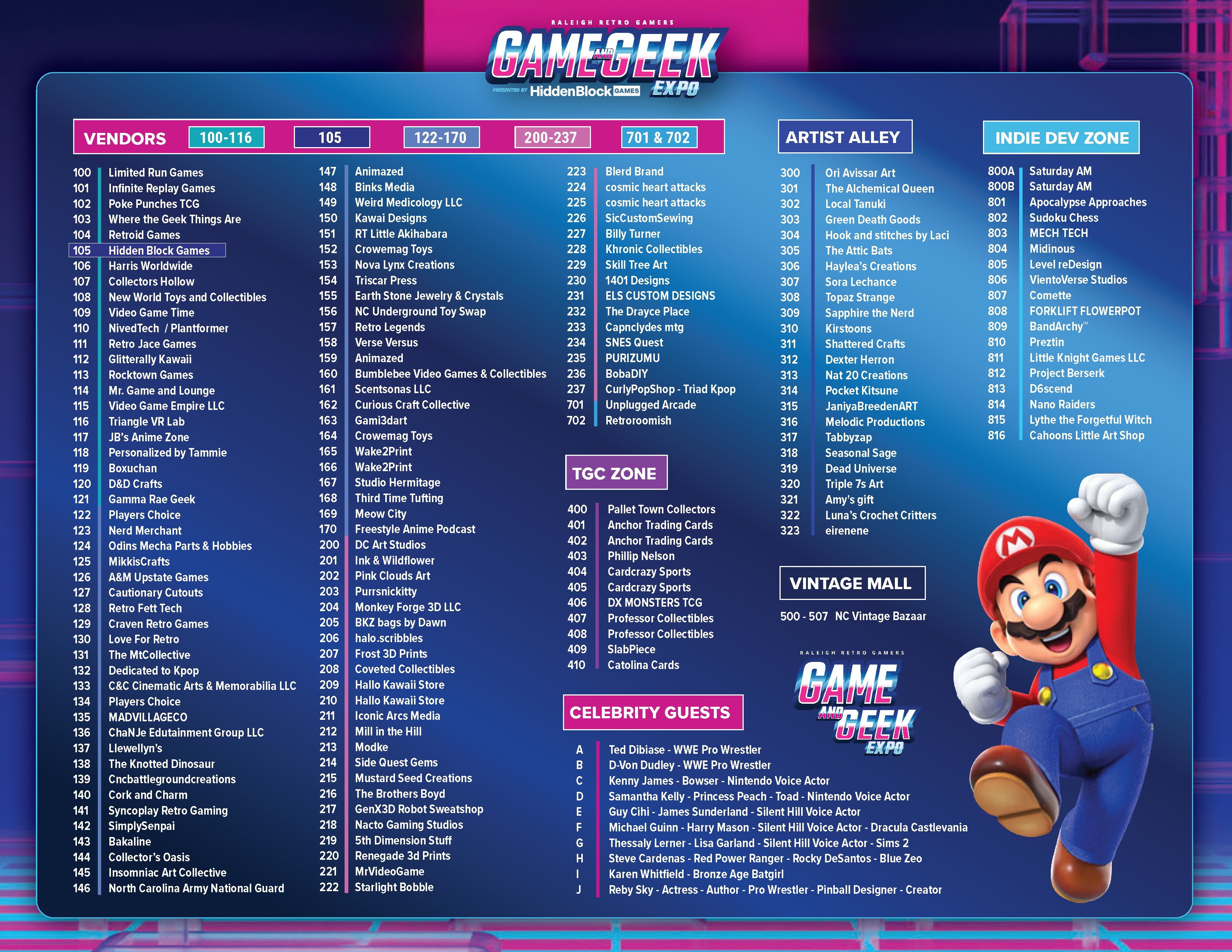 game and geek expo vendors, legend, map